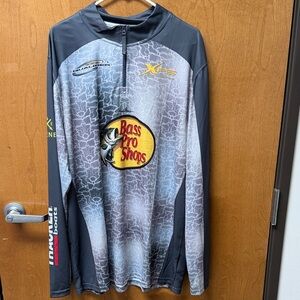 NWT Bass Pro Shops 1/4 Zip Charcoal Long Sleeve Fishing Shirt